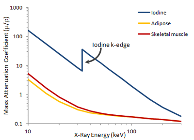 Influence of a contrast medium on the absorption of X-rays